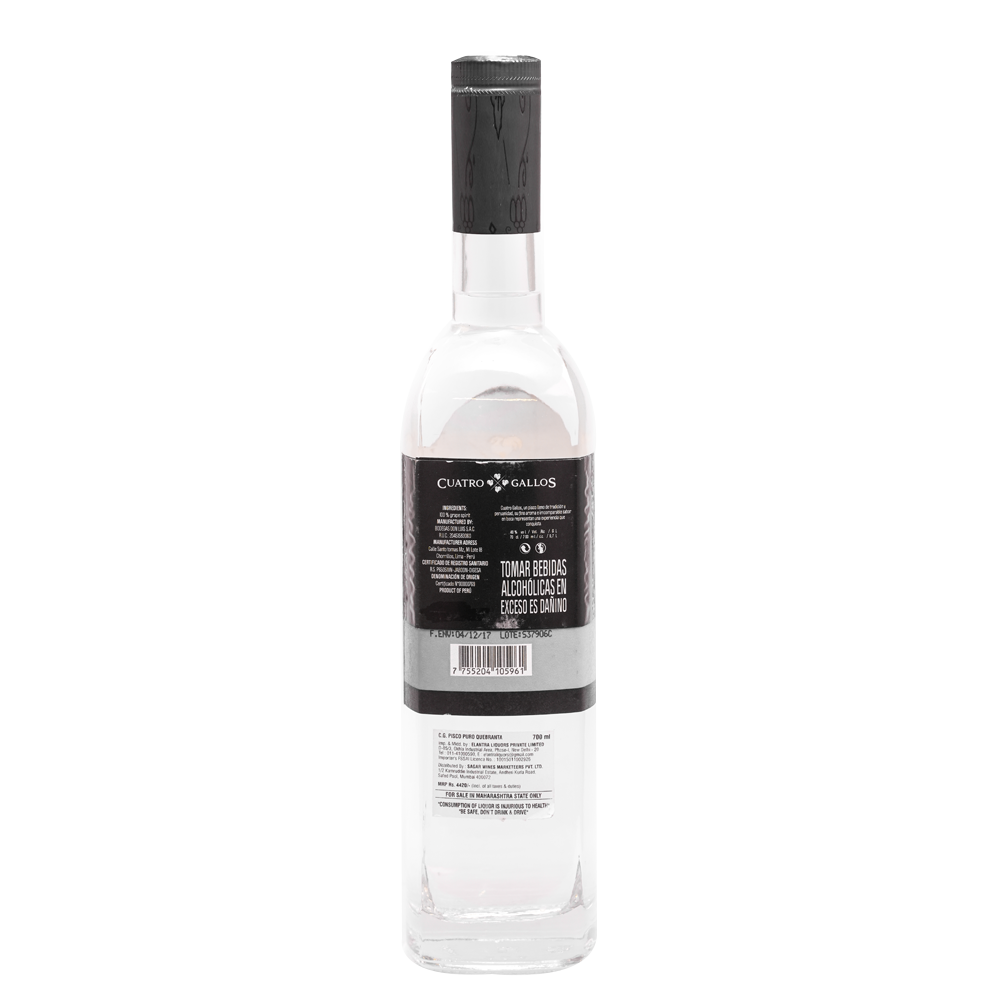 CUATRO GALLOS QUEBRANTA PURO PISCO – Mansionz