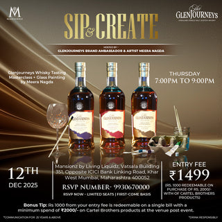 Sip & Create: Glenjourneys Whisky Tasting Masterclass + Glass Painting by Meera Nagda